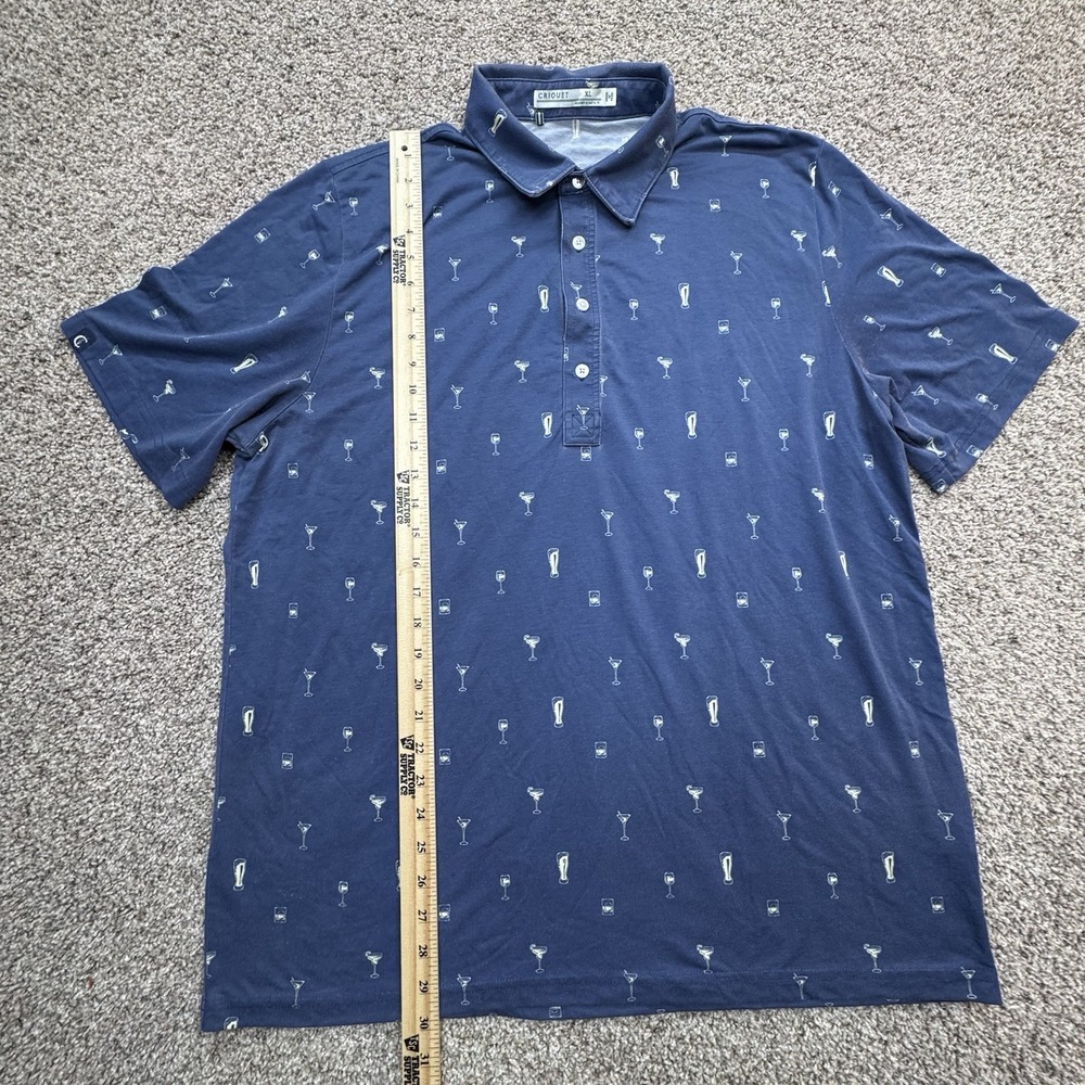 Criquet Shirt Mens Blue Drinks Polo Short Sleeve Pocket Golf Travel Size XL - Picture 5 of 6